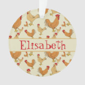 Bruin Chicken Design Personaliseert Ornament (voorkant)