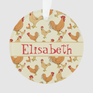 Bruin Chicken Design Personaliseert Ornament