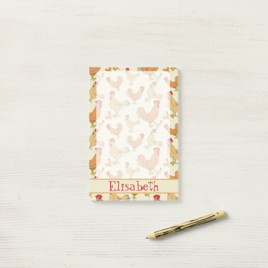 Bruin Chicken Design Personaliseert Post-it® Notes (Op bureau)