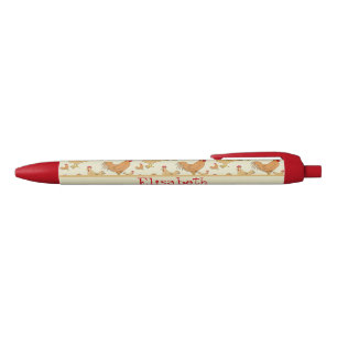 Bruin Chicken Design Personaliseert Rode Inkt Pen