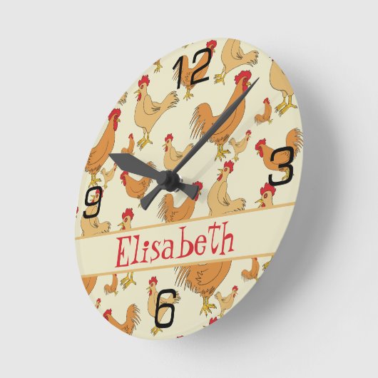 Bruin Chicken Design Personaliseert Ronde Klok (Hoek)