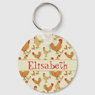 Bruin Chicken Design Personaliseert Sleutelhanger