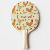 Bruin Chicken Design Personaliseert Tafeltennisbatje (Voorkant)