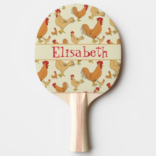 Bruin Chicken Design Personaliseert Tafeltennisbatje (Voorkant)