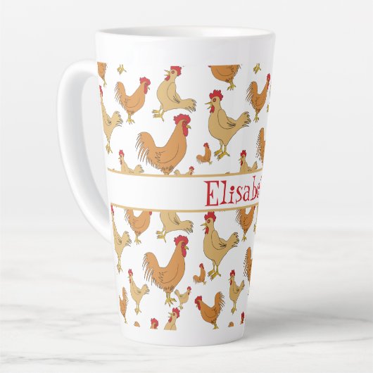 Bruin Chicken Design Persoonlijk Groot Latte Mok (Linkerhoek)