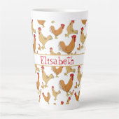 Bruin Chicken Design Persoonlijk Groot Latte Mok (Voorkant)