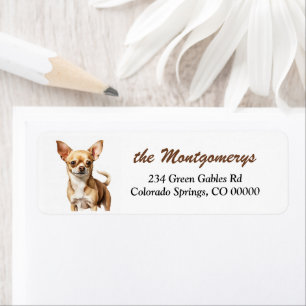 Bruin Chihuahua-hond Portret Retouradreslabel Etiket