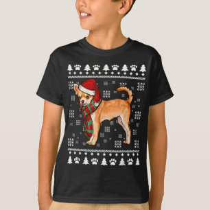Bruin Chihuahua Hond Santa Hoed Xmas Lelijke Kerst T-shirt