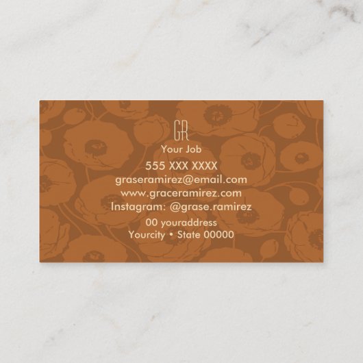 Bruin | Chique en moderne Faux Roos Glitter Visitekaartje (Achterkant)