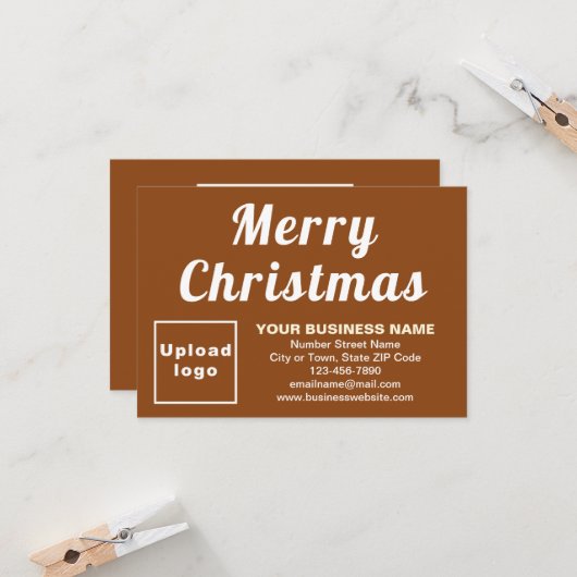 Bruin | Christmas | Business | Kleine platte groet Kaart (Voorkant / Achterkant in situ)