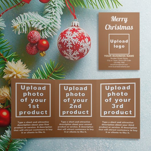 Bruin | Christmas | Business Trifold Kaart