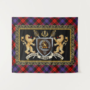 Bruin Clan Badge & Motto met Leeuwen Wandkleed