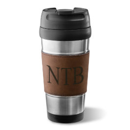 Bruin Classic Monogram Faux Leather Steel Tumbler