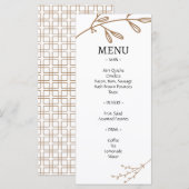 Bruin Classic Natural Foliage Brunch Wedding Menu (Voorkant / Achterkant)