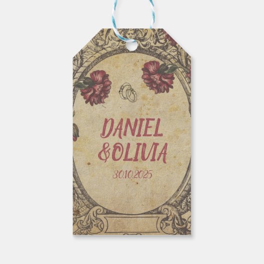 Bruin  Classic Wedding Cadeaulabel (Achterkant)