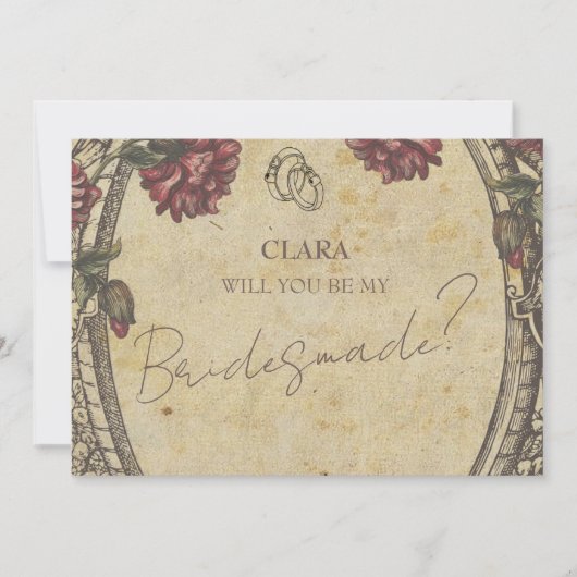 Bruin Classic Wedding Invitatio Bridesmade Kaart (Voorkant)