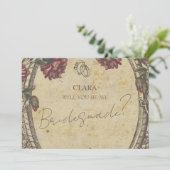 Bruin Classic Wedding Invitatio Bridesmade Kaart (Staand voorkant)