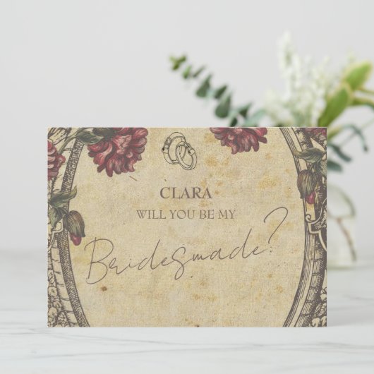 Bruin  Classic Wedding Invitatio Bridesmade Kaart (Staand voorkant)