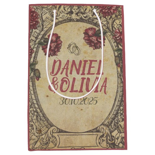 Bruin Classic Wedding Medium Cadeauzakje (Voorkant)