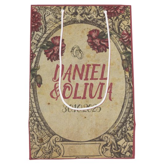 Bruin Classic Wedding Medium Cadeauzakje (Achterkant)