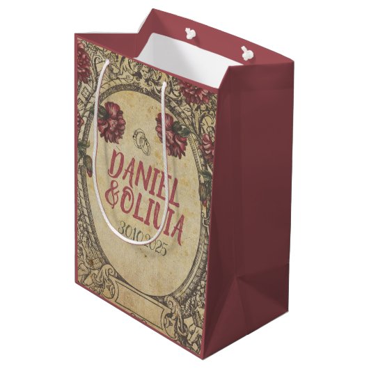 Bruin  Classic Wedding Medium Cadeauzakje (Achterkant Gekanteld)