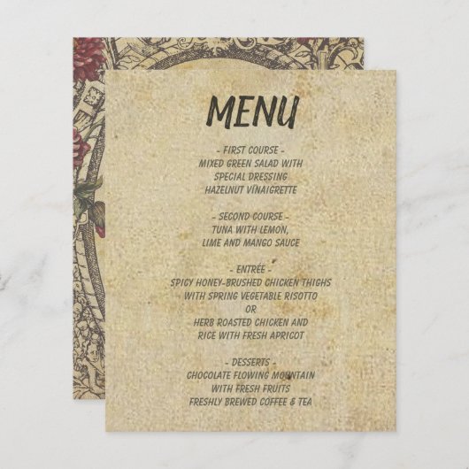 Bruin  Classic Wedding Menu's (Voorkant / Achterkant)