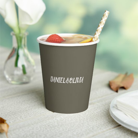 Bruin  Classic Wedding Papieren Bekers (Insitu)