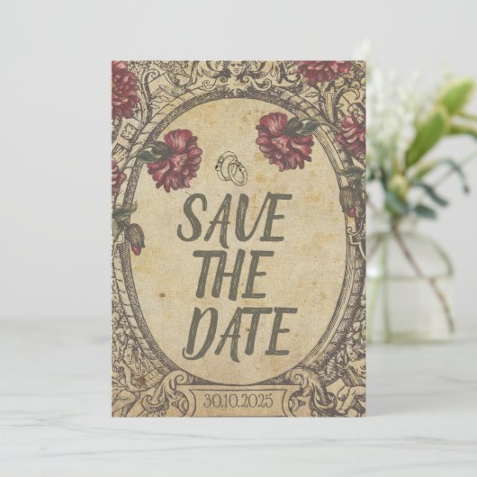 Bruin  Classic Wedding Save The Date (Staand voorkant)