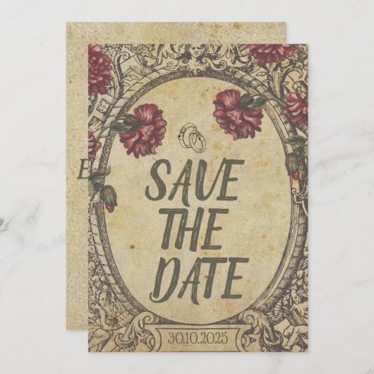 Bruin Classic Wedding Save The Date (Voorkant / Achterkant)