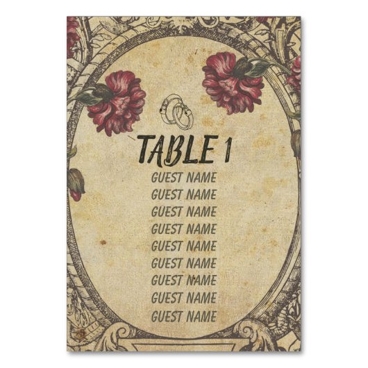 Bruin  Classic Wedding Seating Charts Kaart (Voorkant)