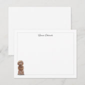Bruin Cockapoo Grijze Grens Gepersonaliseerd Notitiekaartje (Voorkant / Achterkant)