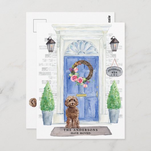 Bruin Cockapoo Moving Announcement Briefkaart (Voorkant / Achterkant)