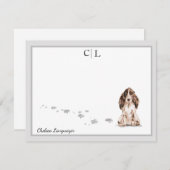 Bruin Cocker Spaniel Dog Gray Border Monogram Naam Notitiekaartje (Voorkant / Achterkant)