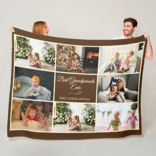 Bruin Collage Grootouder Jubileum Foto Gift Fleece Deken