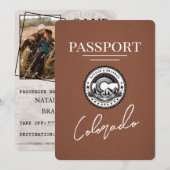 Bruin Colorado Passport Save The Date (Voorkant / Achterkant)
