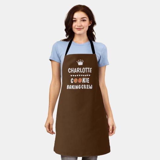 Bruin "Cookie bakken crew!! Schort (Gedragen)