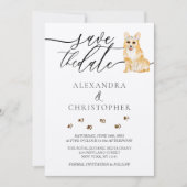 Bruin Corgi puppy Bruiloft Kalligrafie script Save The Date (Voorkant)
