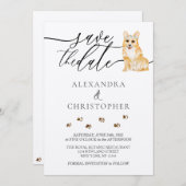 Bruin Corgi puppy Bruiloft Kalligrafie script Save The Date (Voorkant / Achterkant)