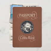 Bruin Costa Rica paspoort Save The Date (Voorkant / Achterkant)