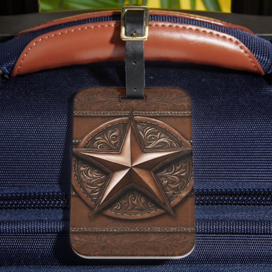 Bruin Cowboy Rustiek Western Land Texas Star Bagagelabel (Voorkant Insitu 2)