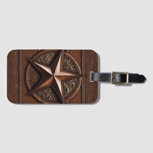 Bruin Cowboy Rustiek Western Land Texas Star Bagagelabel (Voorkant (horizontaal))
