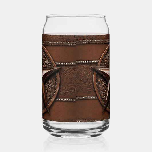 Bruin Cowboy Rustiek Western Land Texas Star Blikvorm Glas (Rechts)