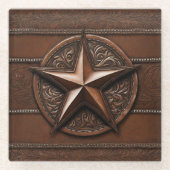 Bruin Cowboy Rustiek Western Land Texas Star Glazen Onderzetter (Voorkant)