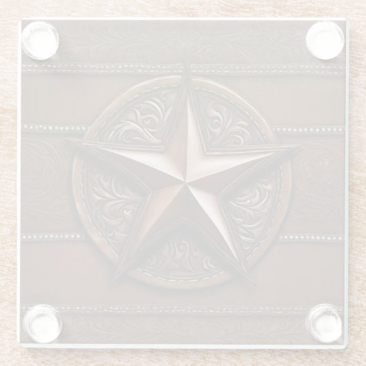 Bruin Cowboy Rustiek Western Land Texas Star Glazen Onderzetter (Achterkant)