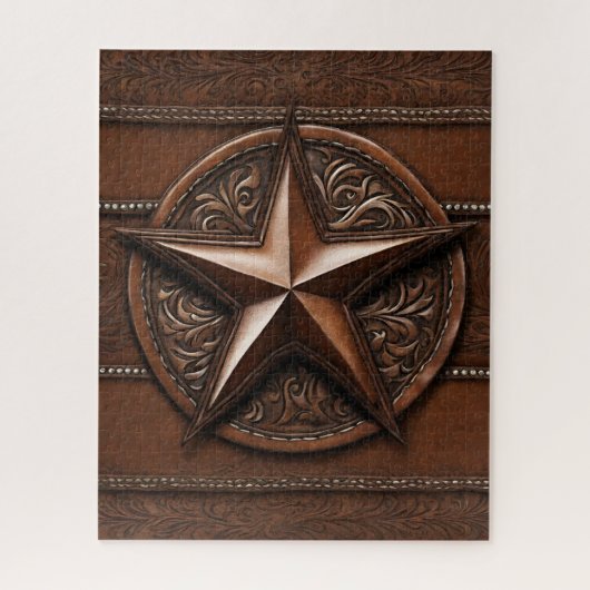 Bruin Cowboy Rustiek Western Land Texas Star Legpuzzel (Verticaal)