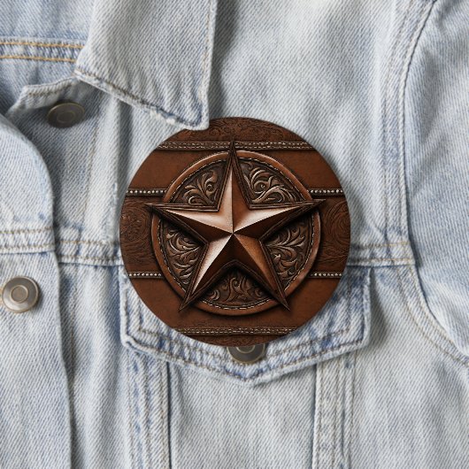 Bruin Cowboy Rustiek Western Land Texas Star Ronde Button 4,0 Cm (In situ)