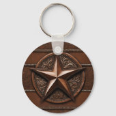 Bruin Cowboy Rustiek Western Land Texas Star Sleutelhanger (Voorkant)