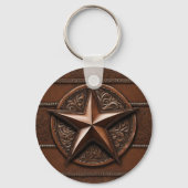 Bruin Cowboy Rustiek Western Land Texas Star Sleutelhanger (Achterkant)