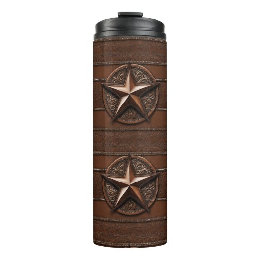 Bruin Cowboy Rustiek Western Land Texas Star Thermosbeker (Voorkant)