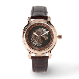 Bruin cowgirl bloemengereedschap lederen paardenho horloge